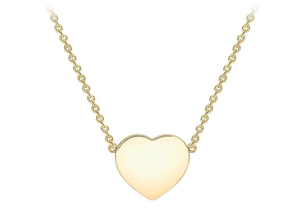 9ct Yellow Gold Fine Chain Plain Polished Heart Necklace Close
