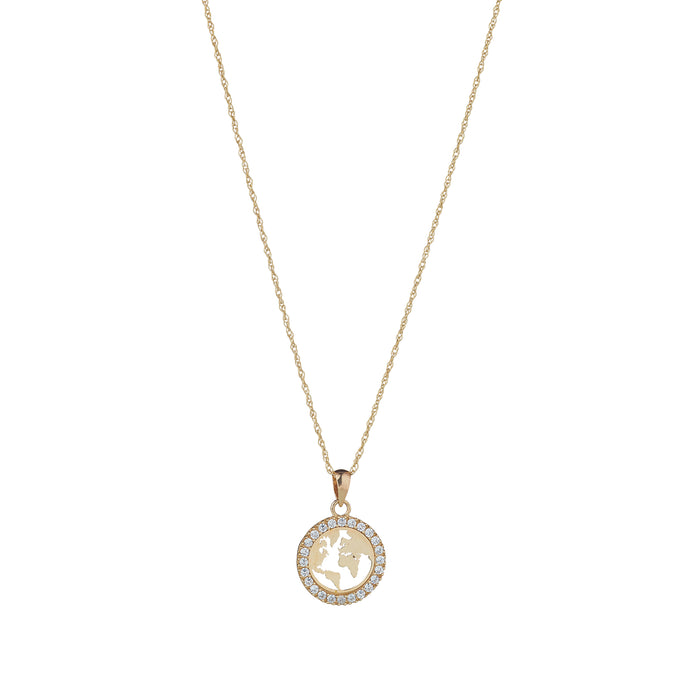 9ct Yellow Gold World & Cubic Zirconia Necklace
