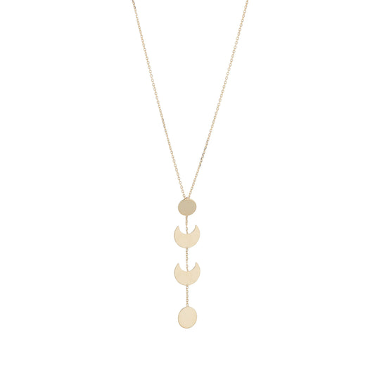 9ct Yellow Gold Crescent & Disc Drop Necklace