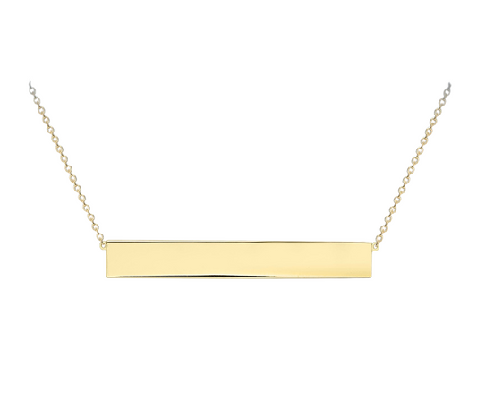 9ct Yellow Gold Horizontal Name Plate Pendant Necklace