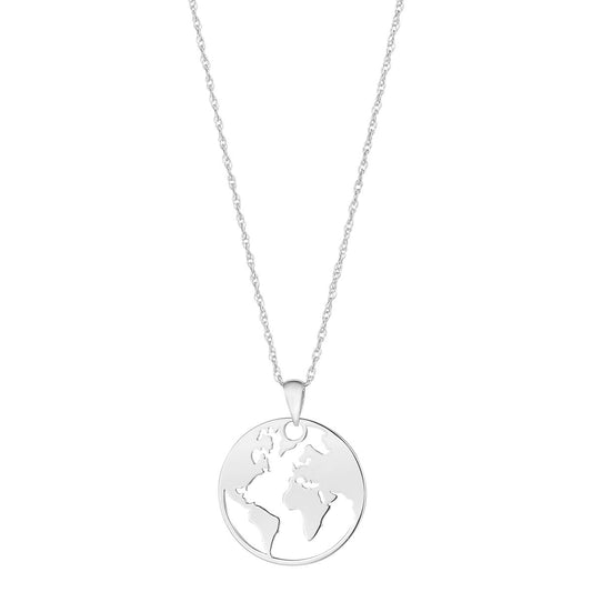 9ct White Gold World Necklace