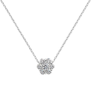 Sterling Silver Seven Stone CZ Cluster Necklace