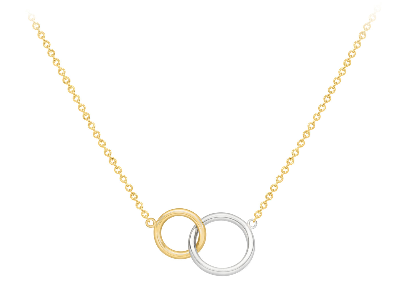 9ct Two Colour Gold Interlocking Circles Necklace