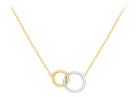 9ct Two Colour Gold Interlocking Circles Necklace