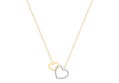 9ct Yellow & White Gold Interlocked Hearts Necklace