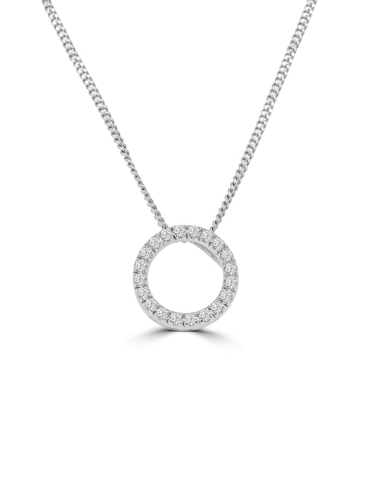 9ct White Gold Circle Of Life Diamond Necklace 0.32ct
