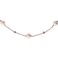 Load image into Gallery viewer, Bronzallure 18ct Rose Gold plating Ming Pearls Stationary Necklace Close view