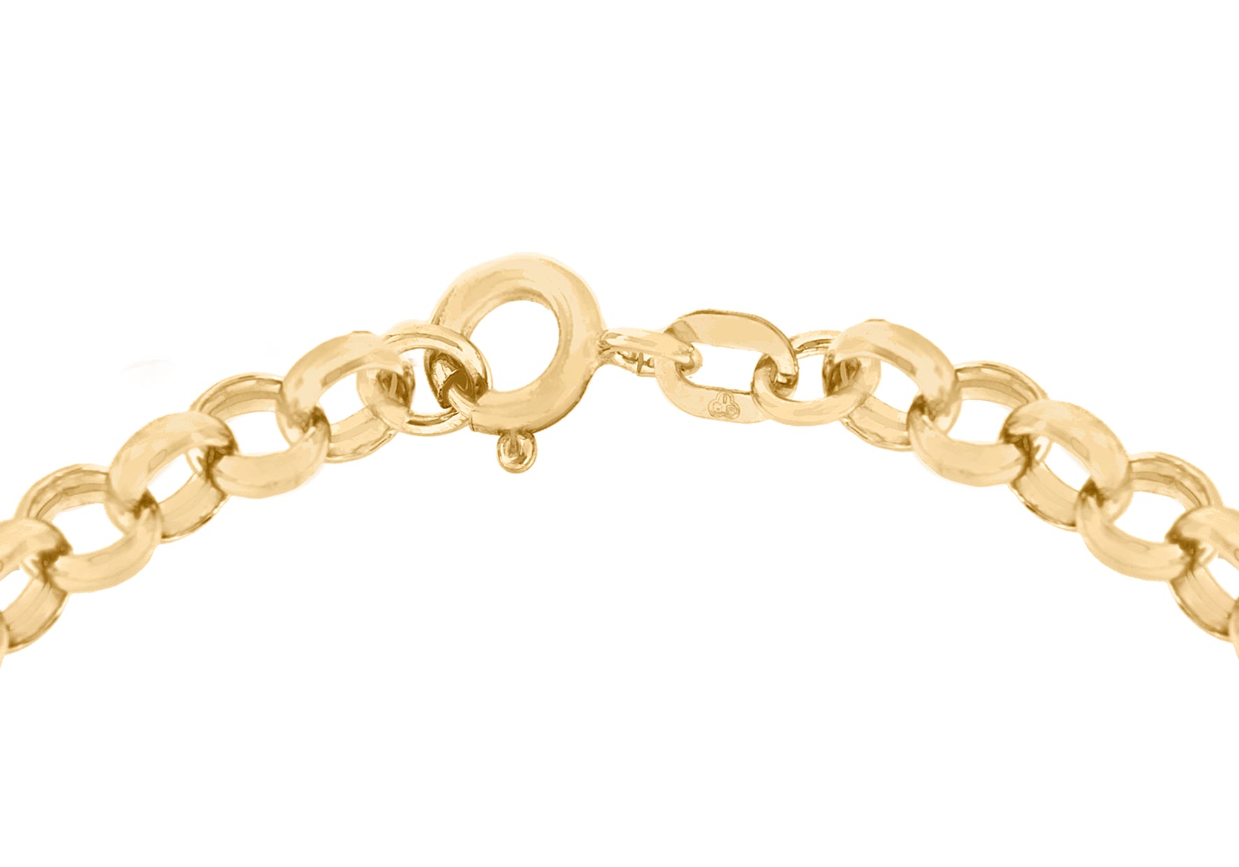 9ct Yellow Gold Round Belcher Chain Bracelet Clasp  