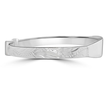 Sterling Silver Pattern & ID Plate Expansion Childs Bangle