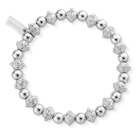 A image of the product ChloBo Sterling Silver Large Bead Twisted Disc Bracelet