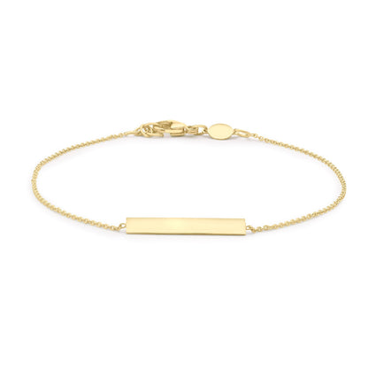 9ct Yellow Gold Delicate Trace Chain With ID Plate Bracelet