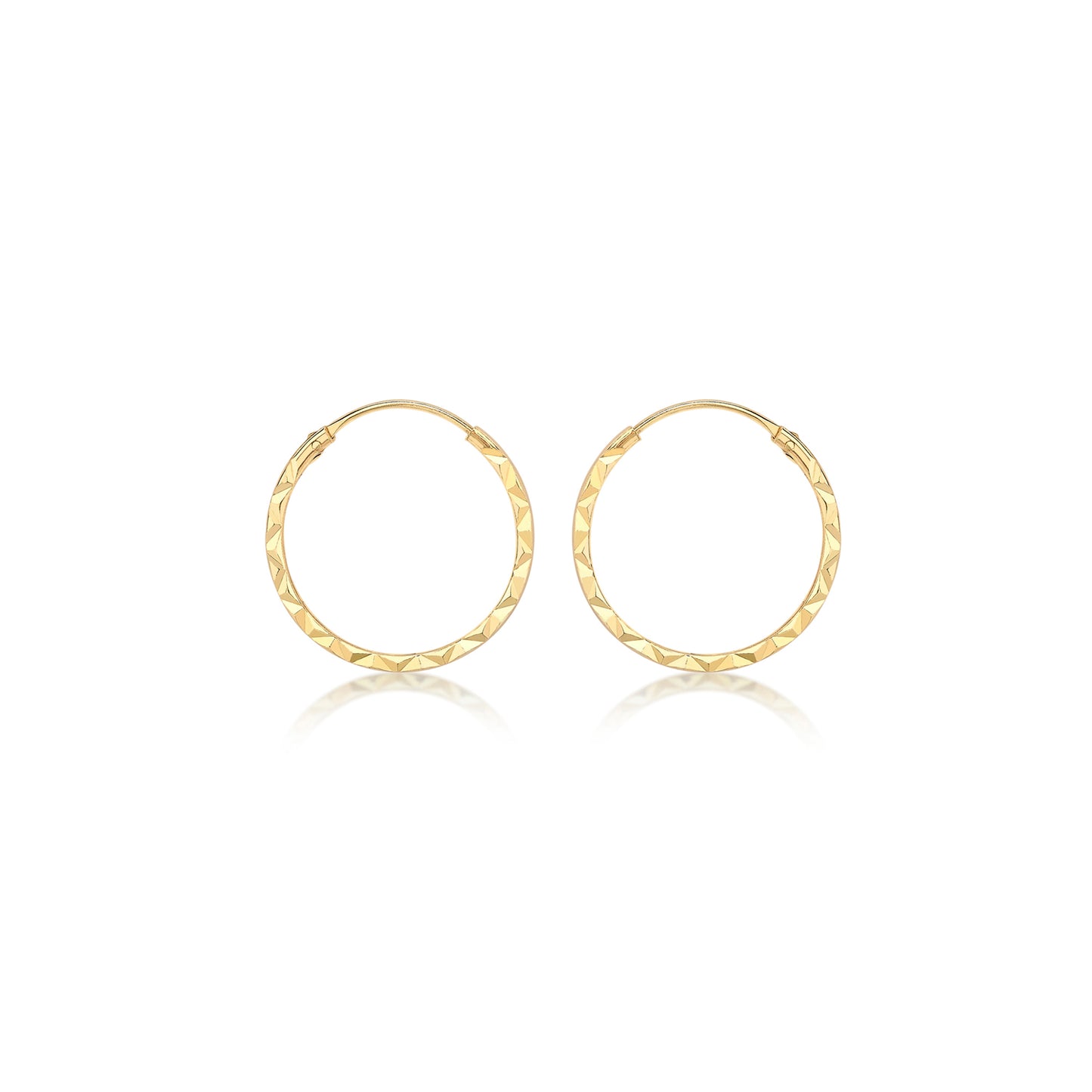 9ct Yellow Gold Delicate Diamond cut Creole Sleeper Hoops