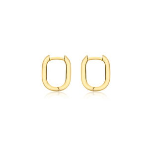 9ct Yellow Gold 13mm Rectangle Creole Hoop Earrings