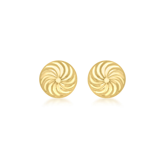 9ct Yellow Gold Swirl Button Earrings