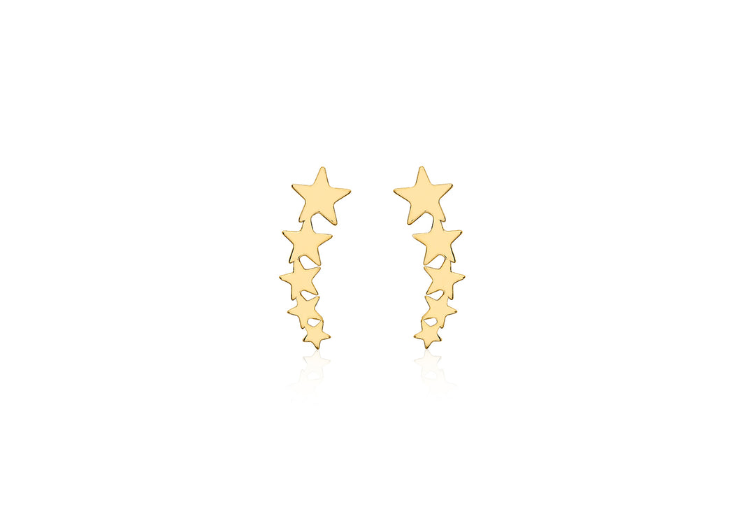 9ct Yellow Gold 15mm Graduated 5-star stud earrings