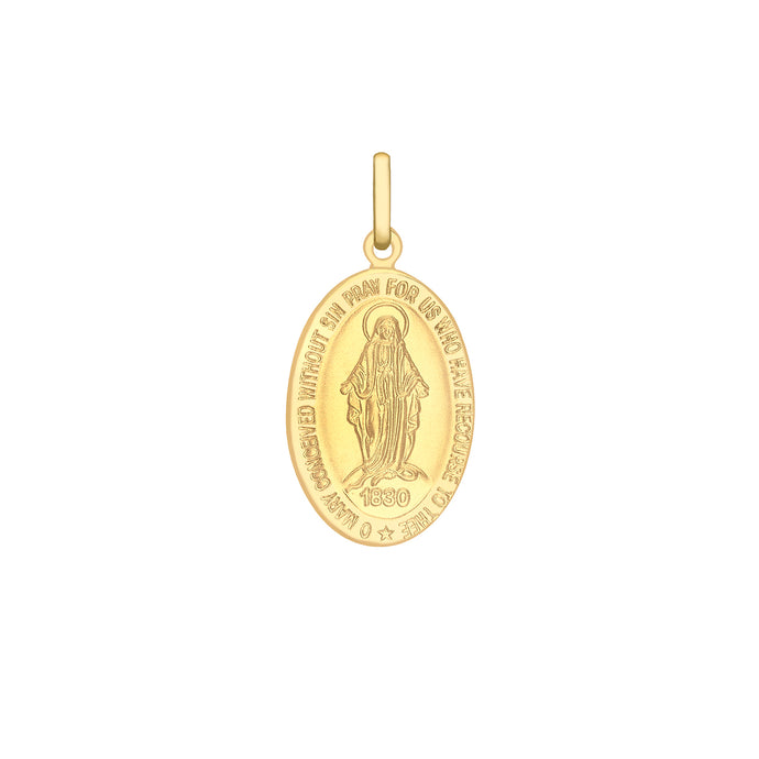 9ct Yellow Gold Medium 'Holy Mary' Oval Pendant
