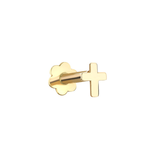 9ct Yellow Gold Delicate Cross Stud Earring