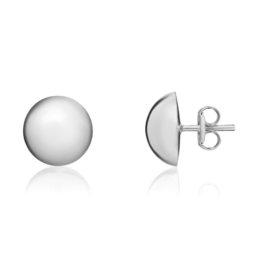 9ct White Gold Button Stud Earring