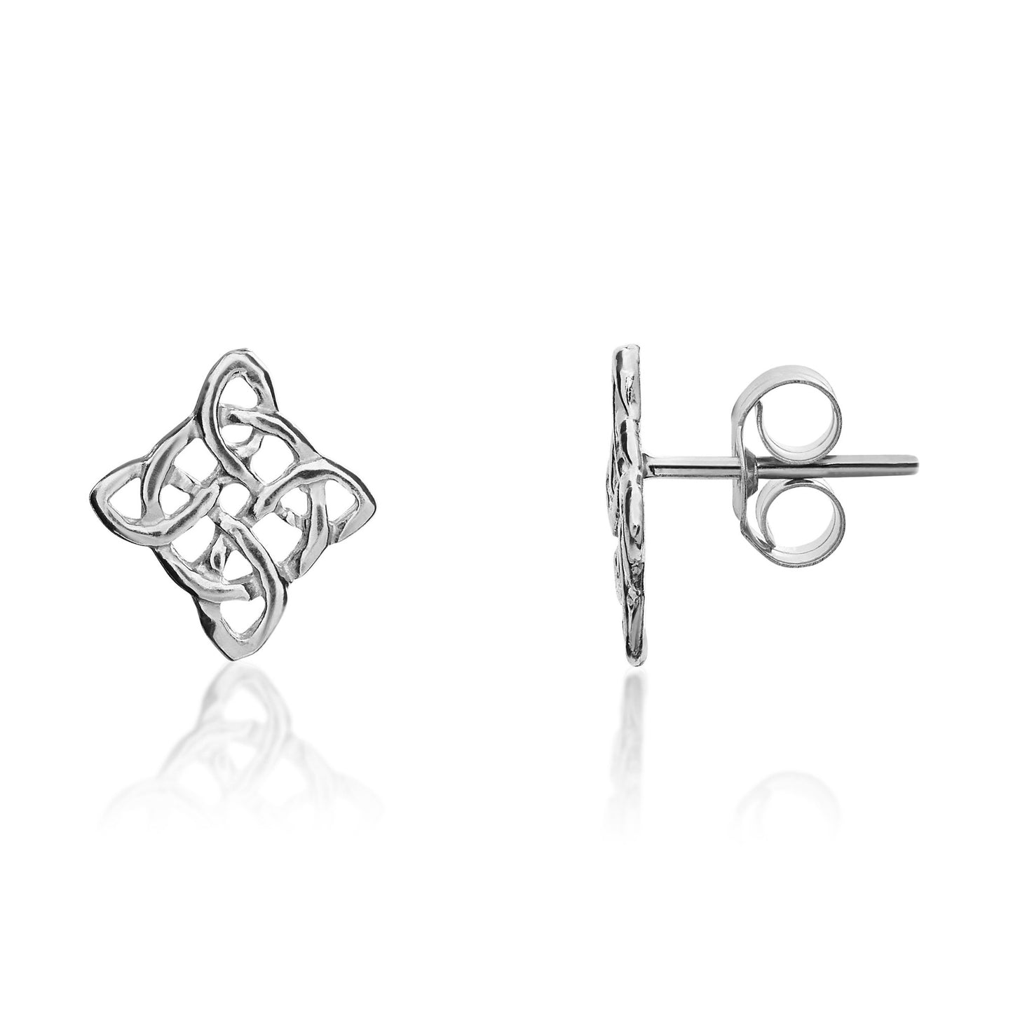 9ct White Gold Delicate Celtic Dara Knot Stud Earrings