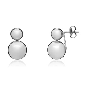9ct White Gold Double Ball Drop Earrings