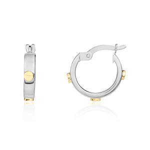 9ct White & Yellow Gold Screw Detailed 14.5mm Hoop Earrings
