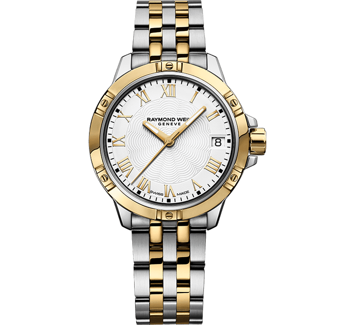 Raymond Weil 30mm Tango Classic Two-Tone Gold Steel Watch frontal view