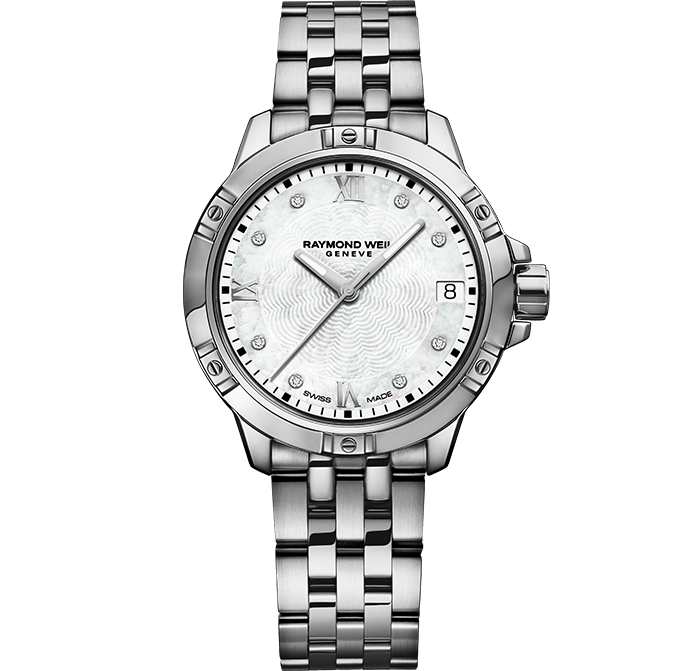 Raymond Weil 30mm Tango Mother of Pearl set Diamond Watch front view