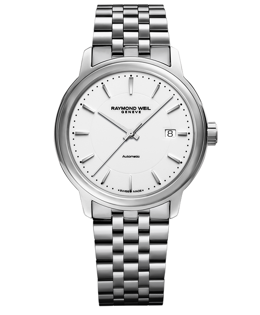 Raymond Weil 40mm Maestro Automatic White Dial Watch Frontal view