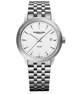 Raymond Weil 40mm Maestro Automatic White Dial Watch Frontal view