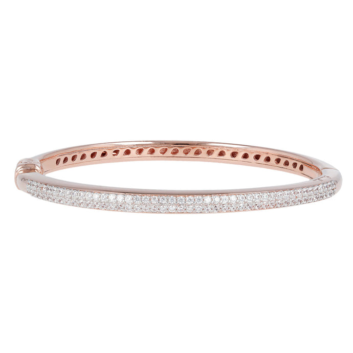 Bronzallure 18ct Rose Gold Plated Double CZ Row Bangle