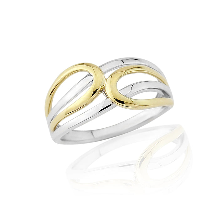 9ct Yellow & White Gold Open Infinity Ring