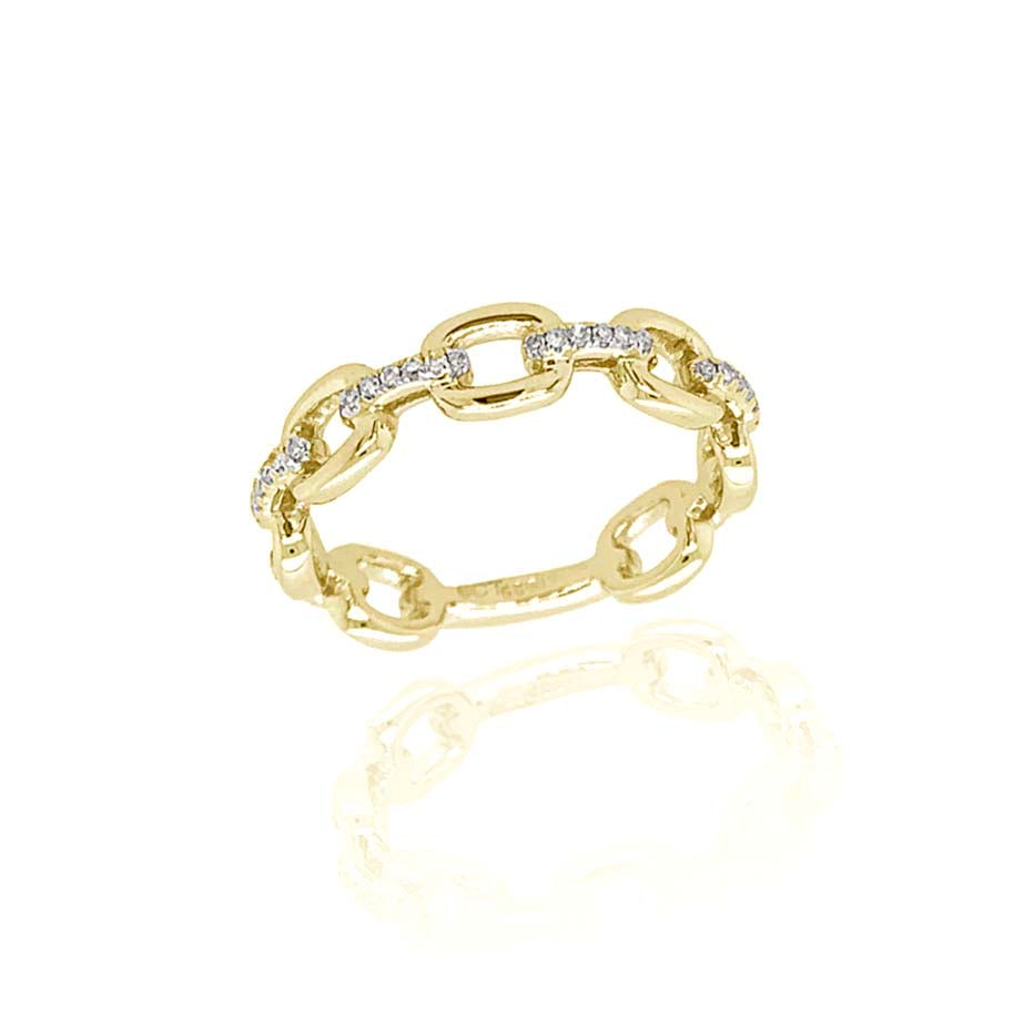 9ct Yellow Gold Oval Linked 0.12ct Diamond set Ring
