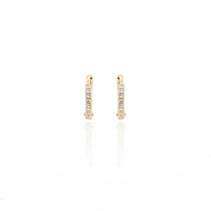 9ct Yellow Gold Diamond Hoop Earrings Small