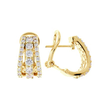 Load image into Gallery viewer, Bronzallure 18ct Altissima Yellow Plate Three Row CZ Earrings