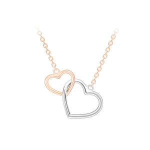 9ct Rose & White Gold Linked Heart Necklace