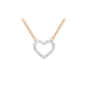 9ct Rose & White Gold Diamond Cut Heart Necklace