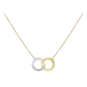 9ct White & Yellow Gold Two Tone Bevelled Rings Necklace