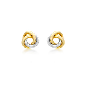 9ct Duo Tone Gold Interlocking Knot Stud Earrings