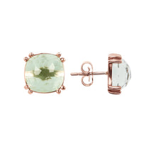 Load image into Gallery viewer, Bronzallure 9ct Rose Gold Eternelle Amethyst Cushion Earrings