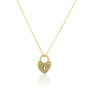 9ct Yellow Gold Heart Shaped Padlock Necklace