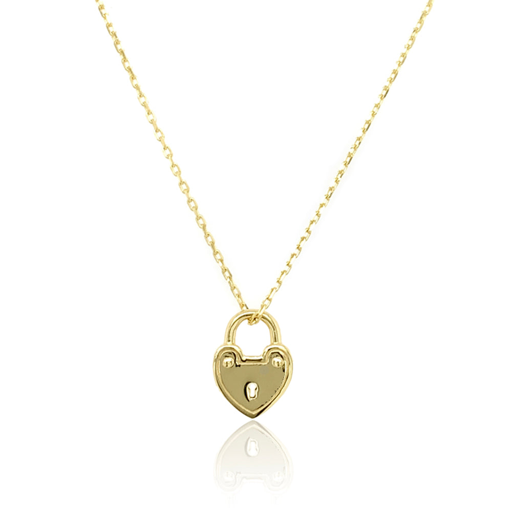 9ct Yellow Gold Heart Shaped Padlock Necklace