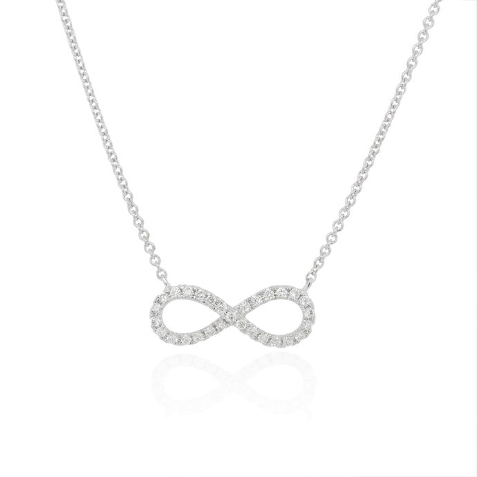 9ct White Gold Diamond Set Infinity Necklace