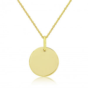 9ct Yellow Gold 15mm Bailed Personalising Disc Necklace