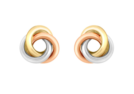 9ct Tri Tone Gold Interlocked Circle Earrings
