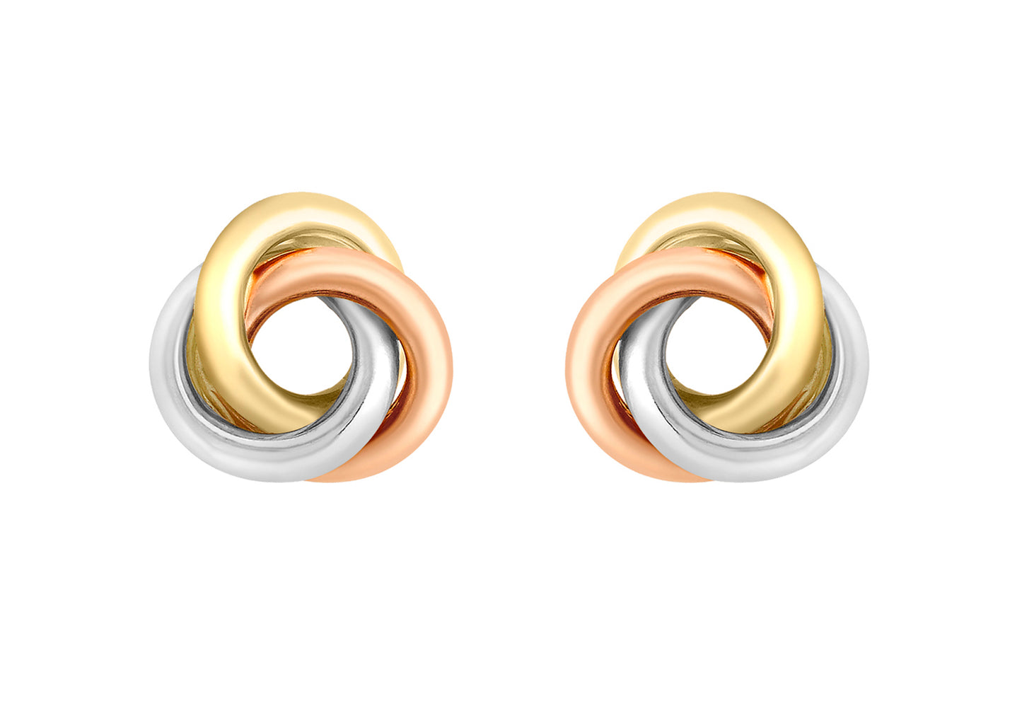 9ct Tri Tone Gold Interlocked Circle Earrings