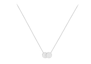 9ct White Gold Double Disk Adjustable Necklace