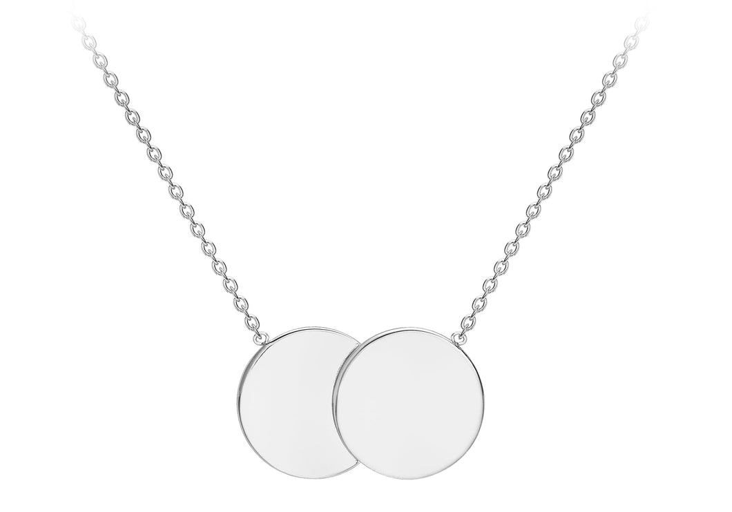 9ct White Gold Double Disk Adjustable Necklace Close up