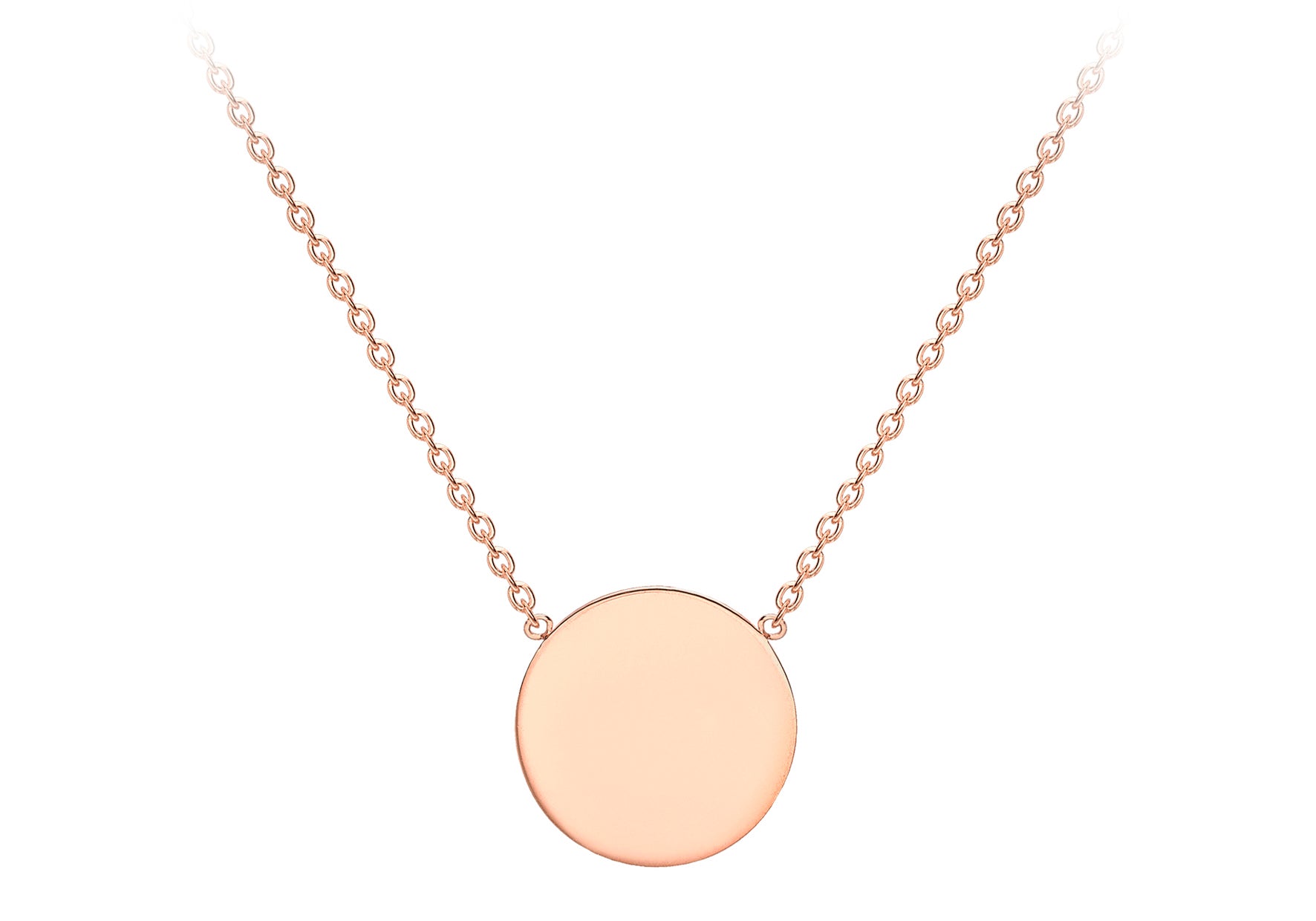 9ct Rose Gold 10mm Disc Pendent with Fine Chain Necklace