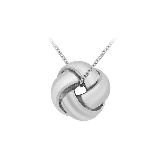 9ct White Gold 4-Way Knot Pendant Necklace