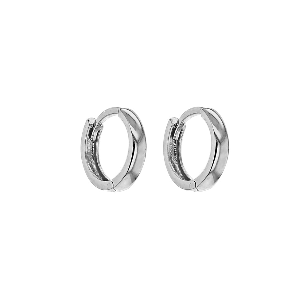 9ct White Gold 11mm Creole Huggy Hoop Earrings